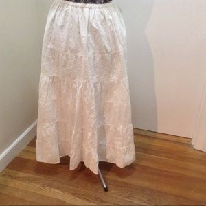 White Cotton Midi Skirt